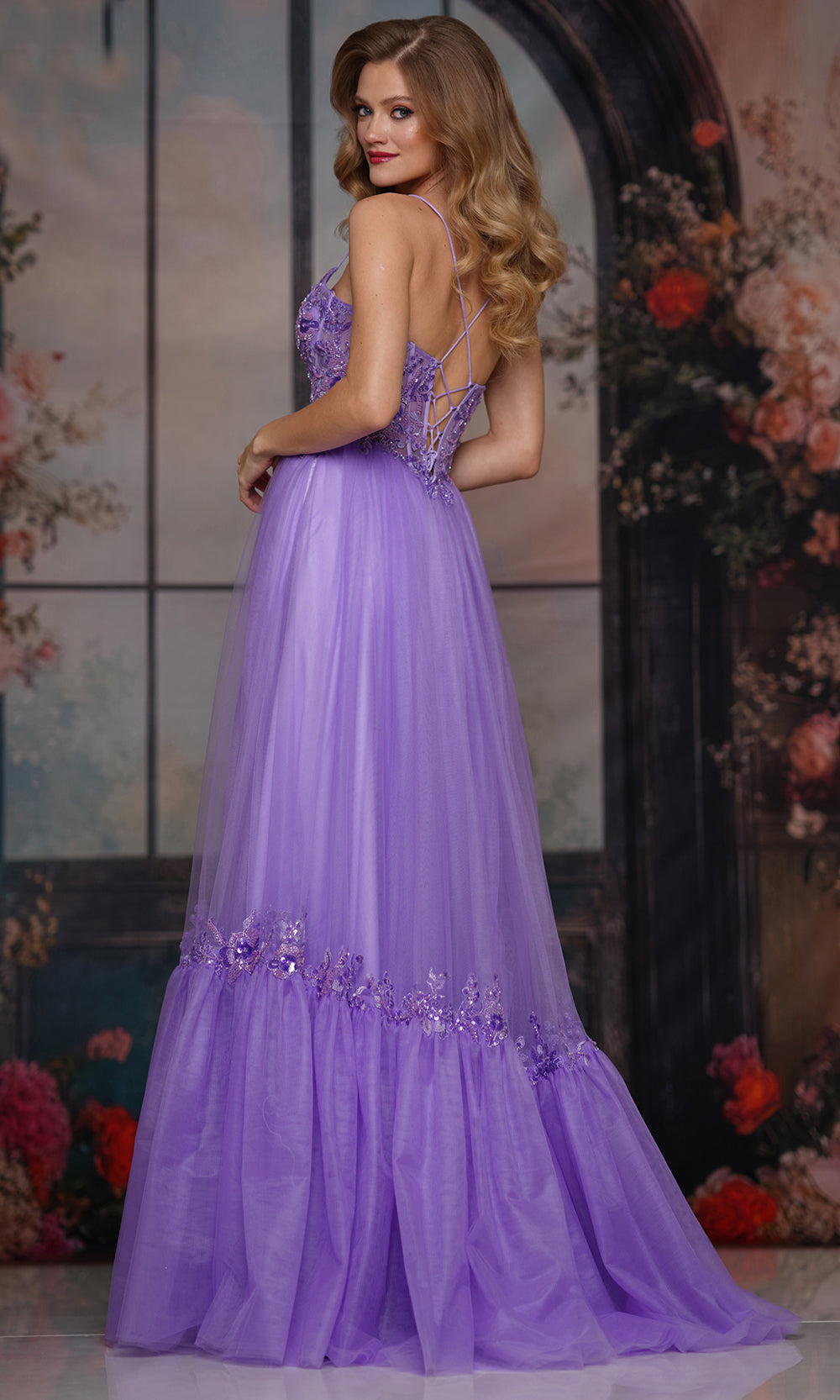 Colors Dress 3799 - Embellished Scoop Neck A-line Gown - detail view