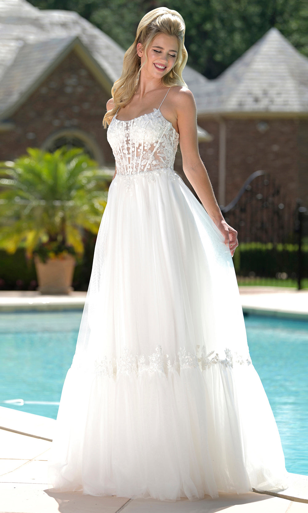Colors Dress 3799 - Embellished Scoop Neck A-line Gown - view 4