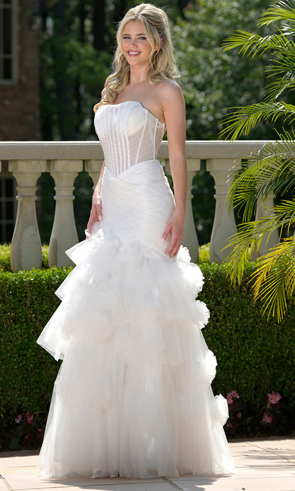 Colors Dress 3800 - Strapless Trumpet Gown with Rosettes - view 4