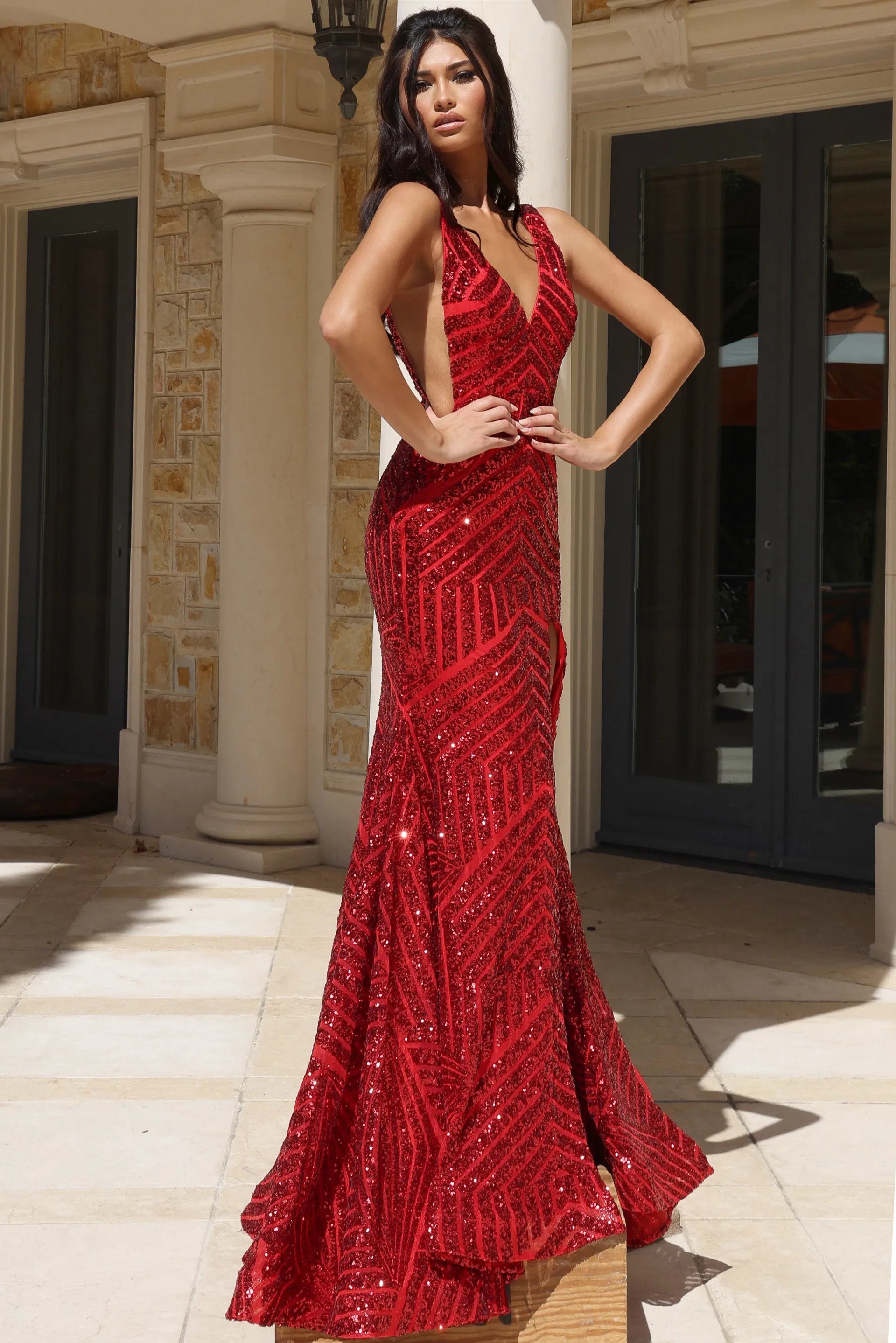 Jovani 38053 - Sequin Pattern Prom Dress - view 4