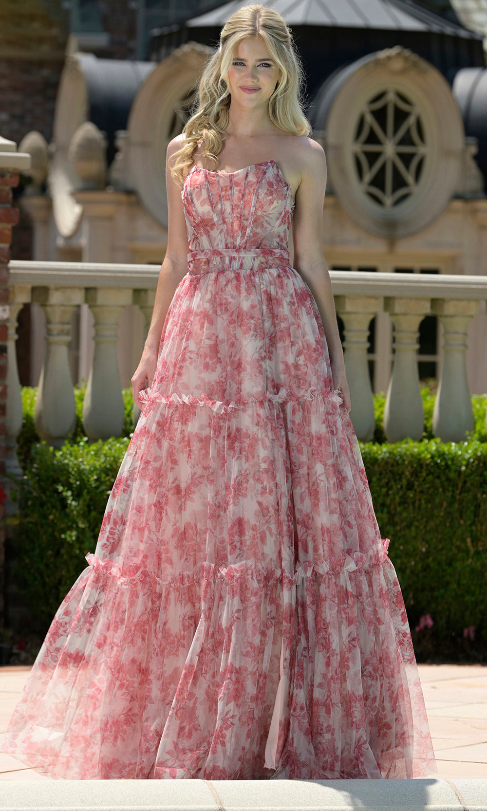 Colors Dress 3810 - Floral Tiered A-Line Evening Gown - view 4