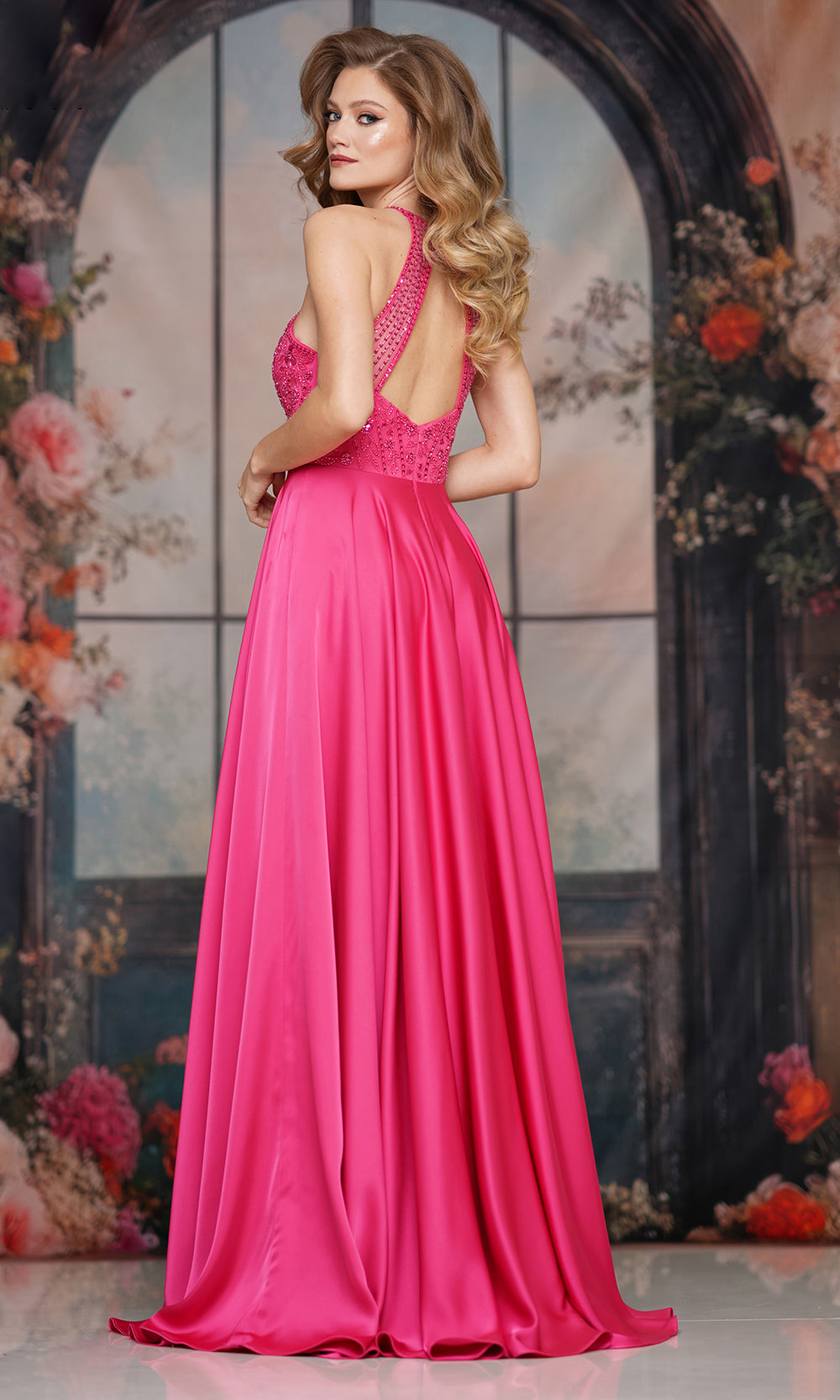 Colors Dress 3822 - Cutout Back Beaded Illusion Gown - detail view