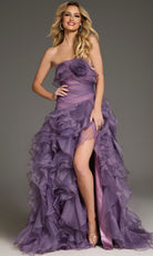 Jovani 38236 - Strapless Ruffled A-Line Evening Gown - detail view