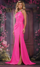 Colors Dress 3835 - Beaded Neckline Ruched Gown with Slit - back view