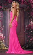 Colors Dress 3835 - Beaded Neckline Ruched Gown with Slit - detail view