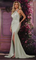 Colors Dress 3835 - Beaded Neckline Ruched Gown with Slit - view 5