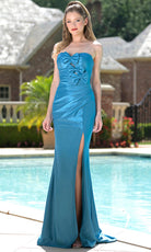 Colors Dress 3840 - Ruched Strapless Gown with Triple Bows - view 4