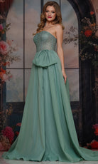Colors Dress 3843 - Beaded Strapless Gown with Bow - back view