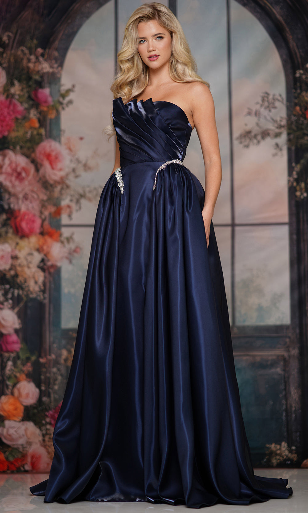 Colors Dress 3845 - Mirror Mikado Straight Neck Ballgown - view 4