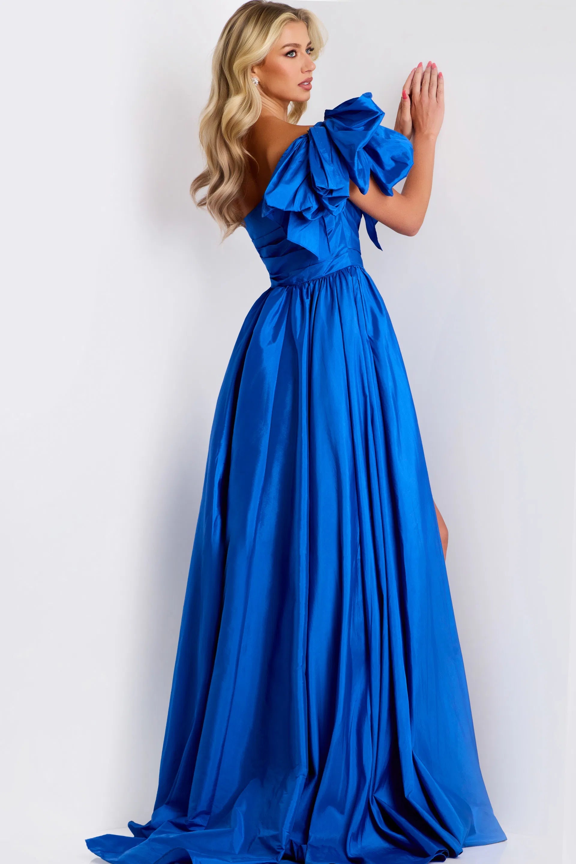 Jovani 38466 - Ruched Asymmetric Prom Gown - view 5
