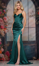Colors Dress 3849 - Spaghetti Strap Corset Satin Gown - Silhouette Dresses