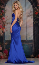 Colors Dress 3849 - Spaghetti Strap Corset Satin Gown - detail view