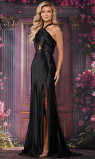 Colors Dress 3853 - Satin Beaded Halter Gown with Slit - Silhouette Dresses