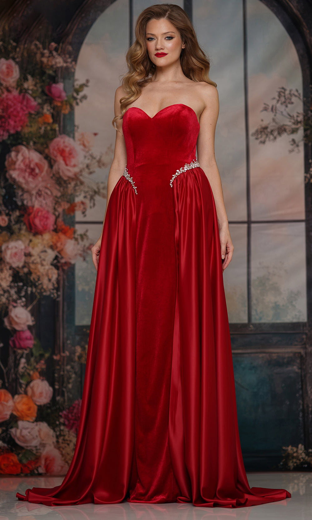 Colors Dress 3861 - Velvet Bodice Sweetheart Evening Gown - back view