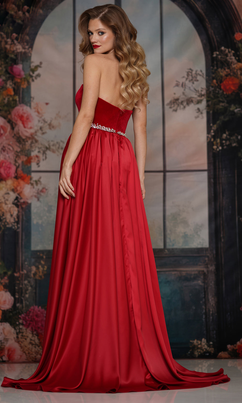 Colors Dress 3861 - Velvet Bodice Sweetheart Evening Gown - detail view