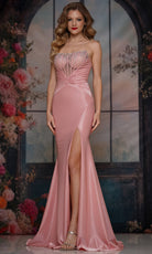 Colors Dress 3867 - Ruched Knotted Waist Strapless Gown - view 4