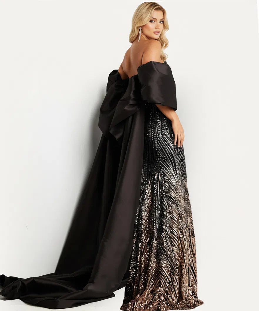 Jovani 38746 - Beaded Long Gown with Cape - view 7