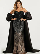 Jovani 38746 - Beaded Long Gown with Cape - view 5