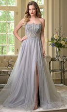 Colors Dress 3879 - Regal Cape Beaded A-line Gown - Silhouette Dresses