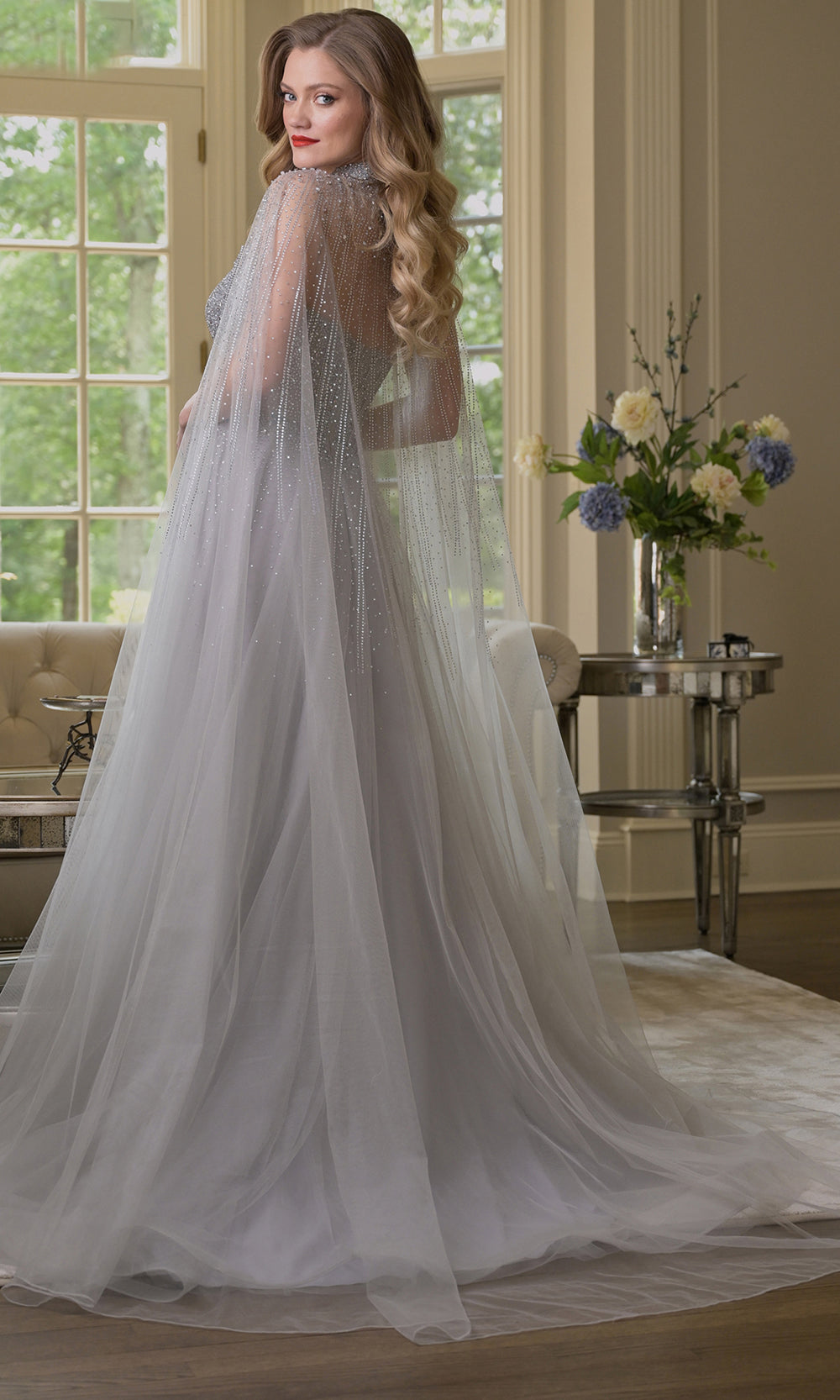 Colors Dress 3879 - Regal Cape Beaded A-line Gown - view 4