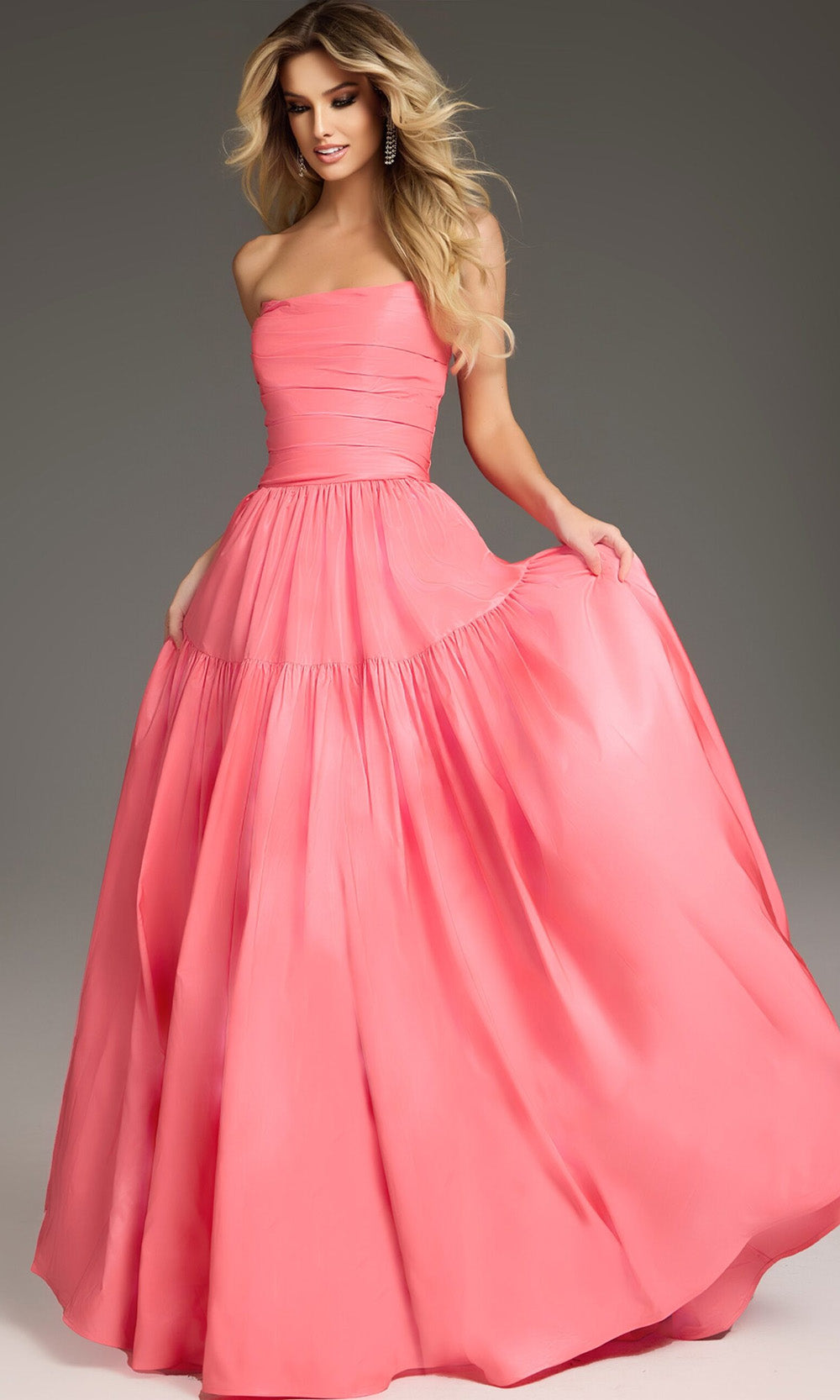 Jovani 38831 - Straight Neckline Tiered Ballgown - detail view