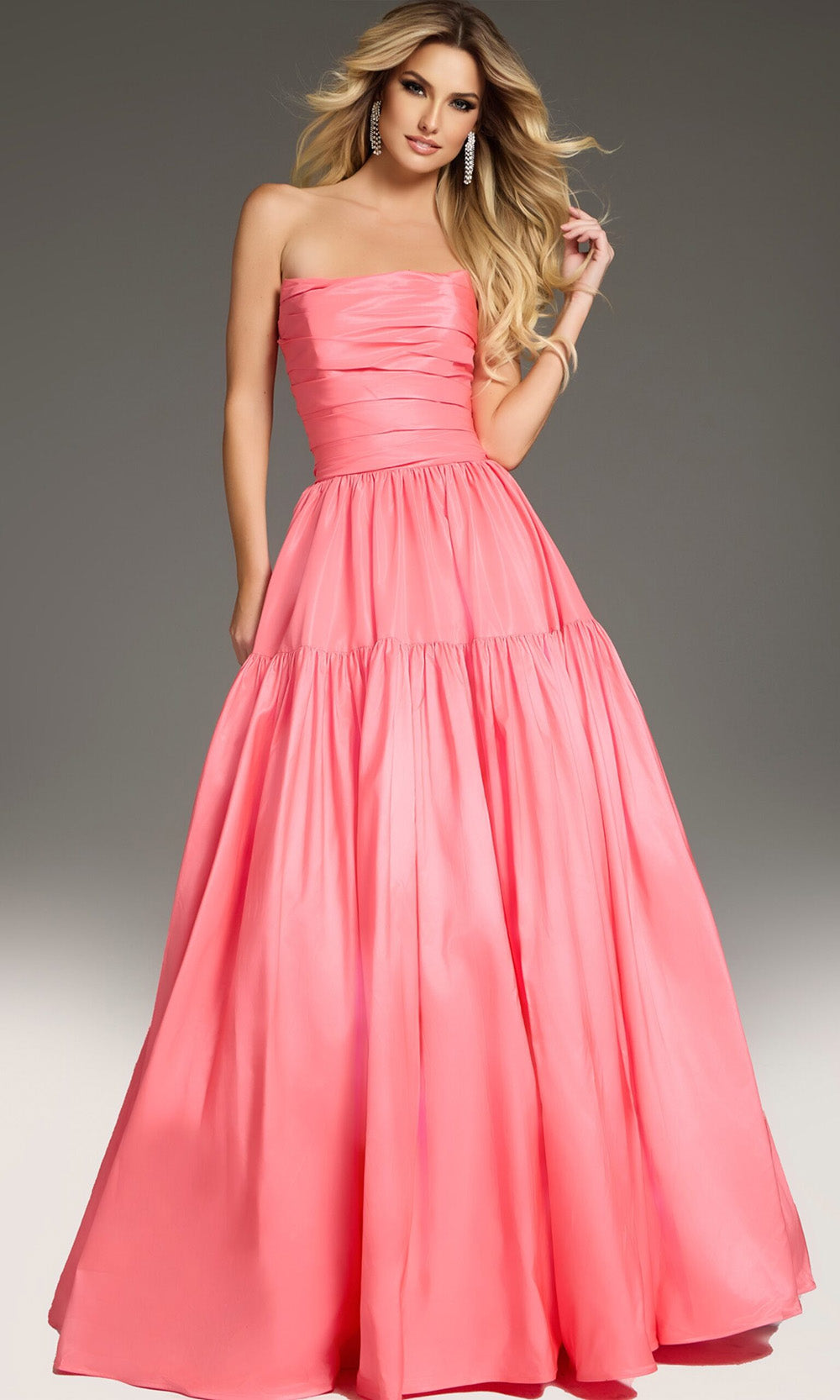 Jovani 38831 - Straight Neckline Tiered Ballgown - designer ball gown at Silhouette Dresses