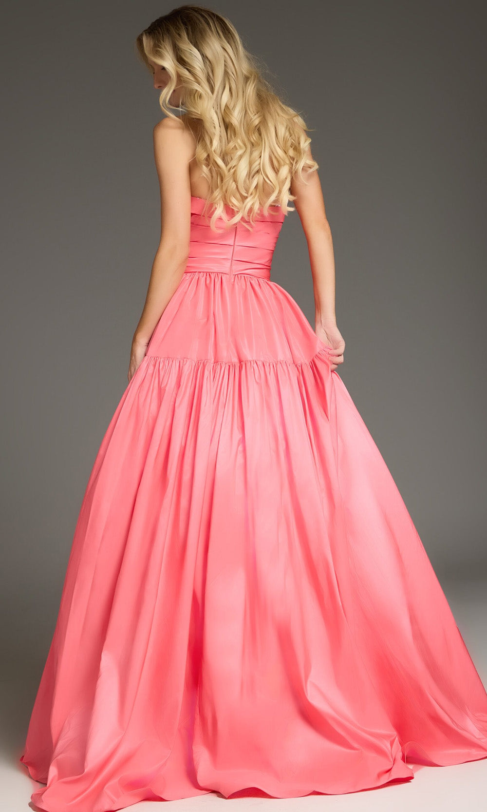 Jovani 38831 - Straight Neckline Tiered Ballgown - back view