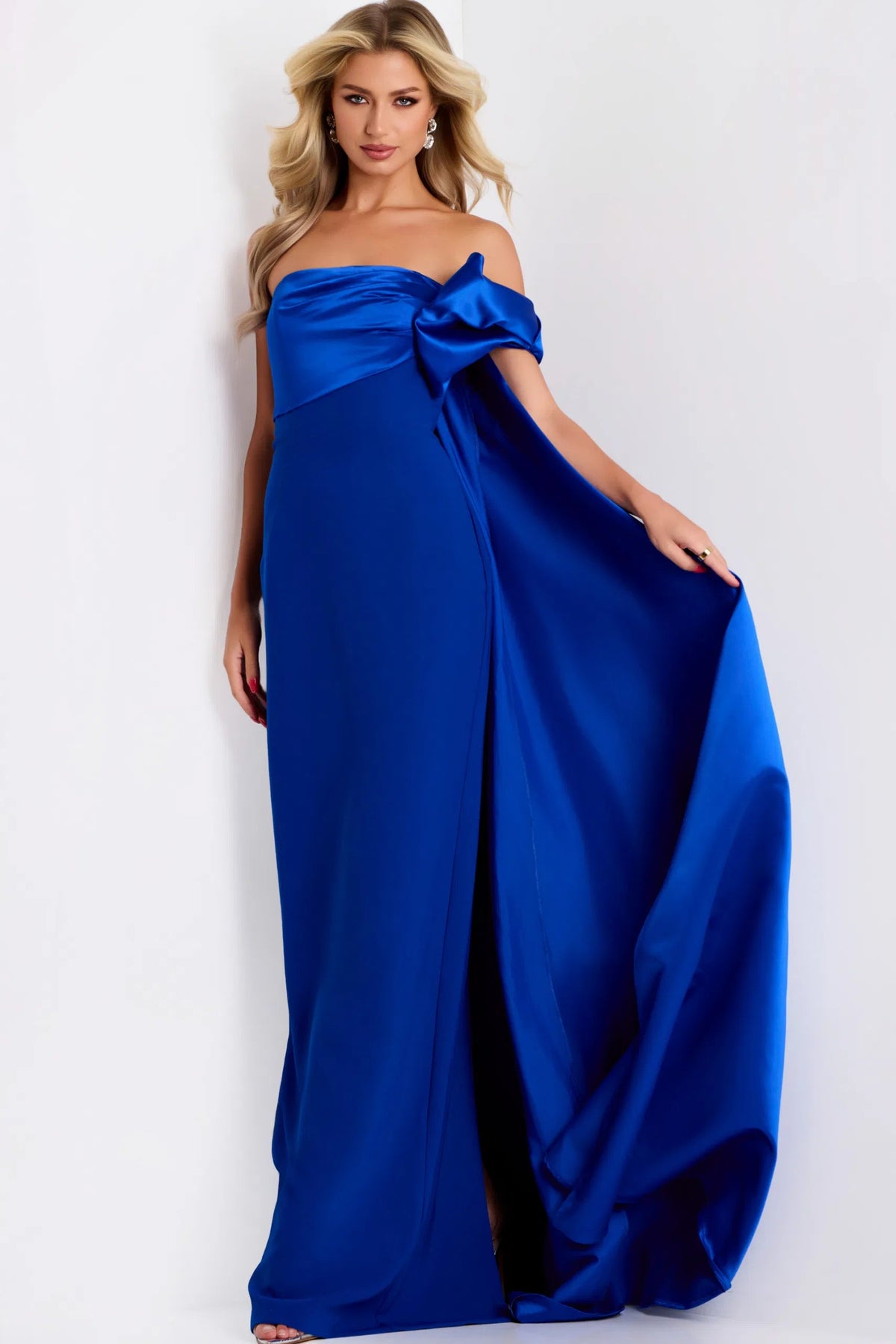Jovani 38864 - One-Shoulder Column Prom Gown - view 5