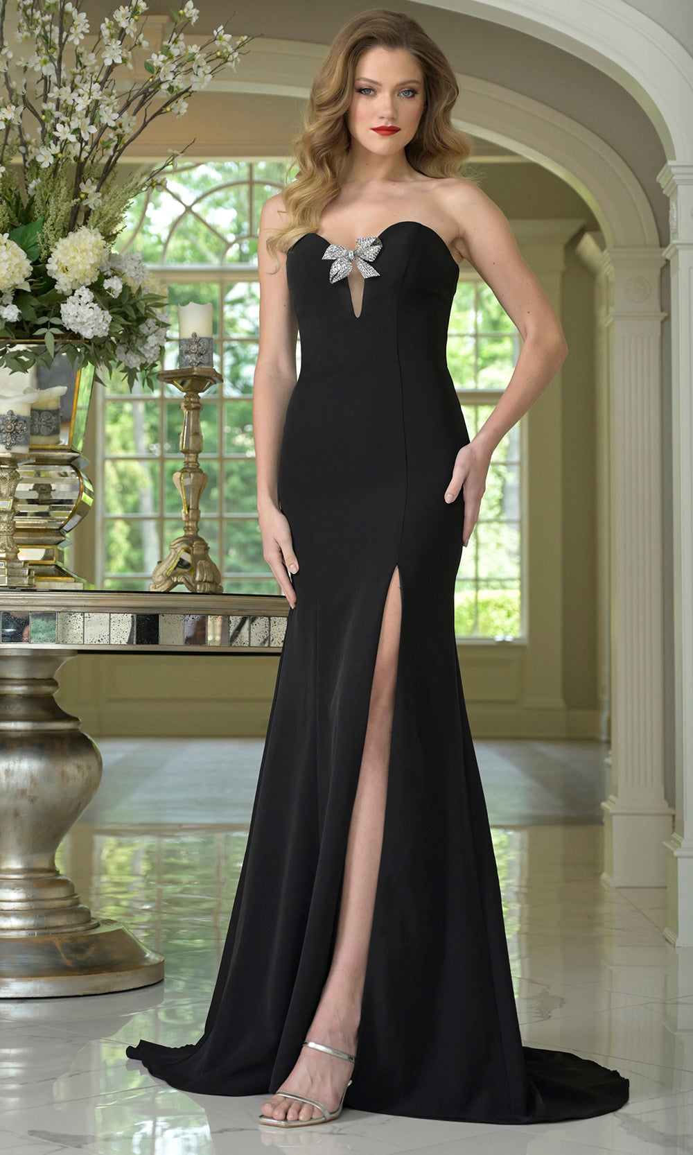 Colors Dress 3889 - Strapless Bow Accent Evening Gown - Silhouette Dresses