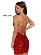 Primavera Couture 3891 - Deep V-Neck Side Slit Cocktail Dress