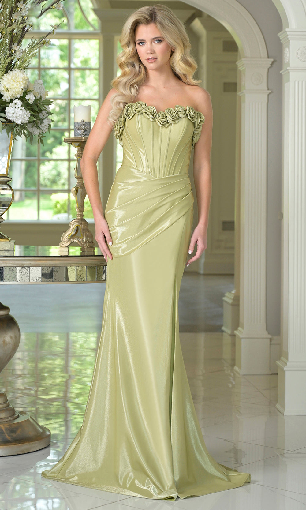 Colors Dress 3895 - Floral Neckline Corset Evening Gown - view 6