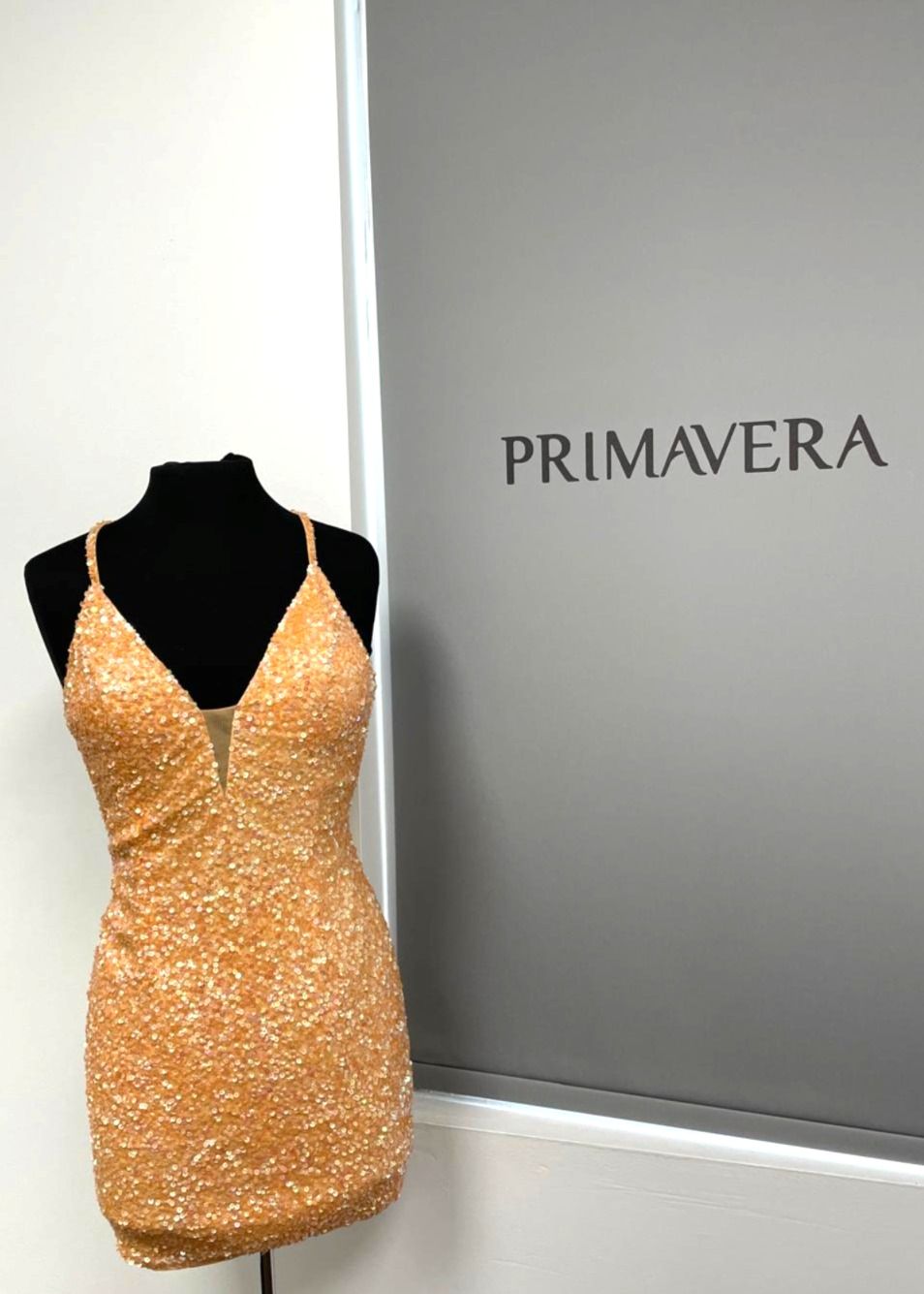 Primavera Couture 3898 - Sequined Sleeveless Cocktail Dress