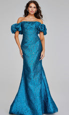 Jovani 39113 - Off Shoulder Puff Sleeve Evening Gown - designer formal gown at Silhouette Dresses