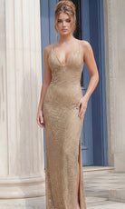 Jovani 39252 - Sequin Mesh Tie Open Back Prom Gown - back view
