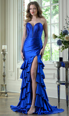 Colors Dress 3925 - Ruffled Plunging Sweetheart Gown with Slit - back view