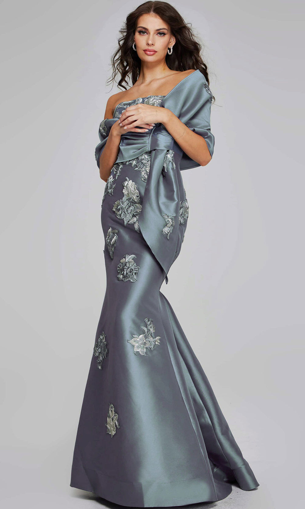 Jovani 39261 - Straight Neck Floral Embroidered Gown - designer mother of the bride dress at Silhouette Dresses