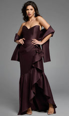 Jovani 39265 - Strapless Satin High Low Gown - back view