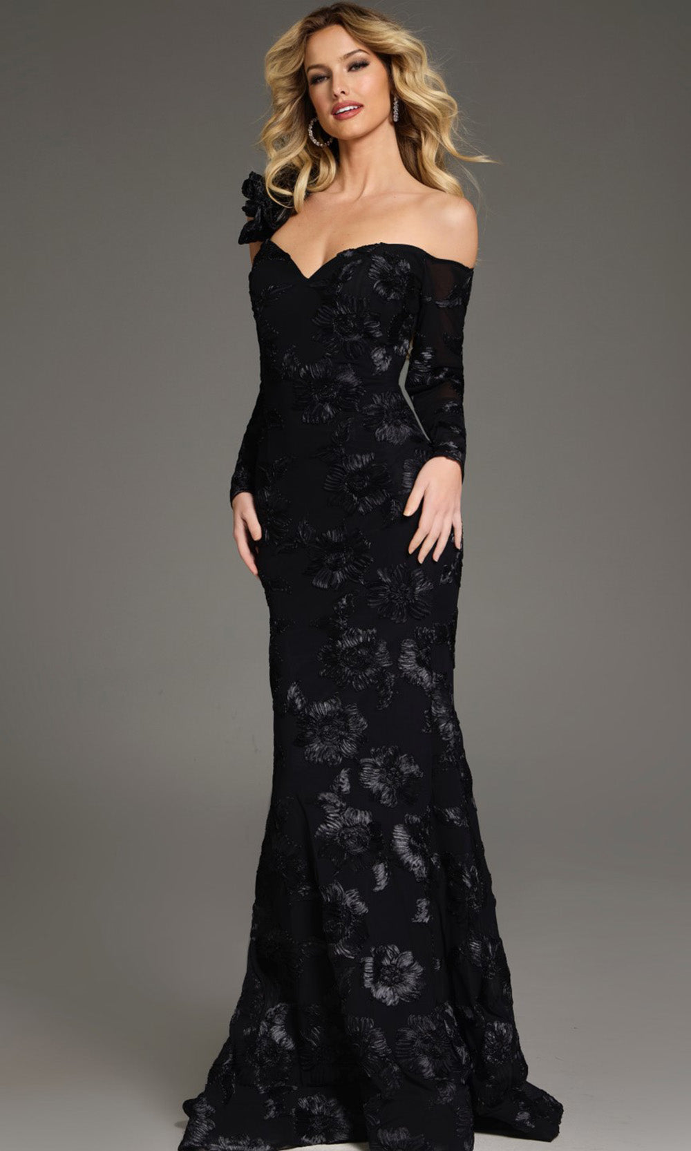 Jovani 39266 - Long Sleeve Floral Lace Evening Gown - designer formal gown at Silhouette Dresses