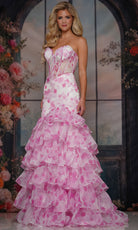 Colors Dress 3928 - Trumpet Skirt Floral Print Evening Dress - back view