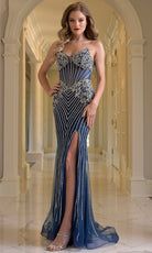 Colors Dress 3929 - V-Neckline Beaded Gown with Lace-Up Back - view 4