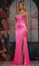 Colors Dress 3932 - High Slit Scoop Neckline Long Gown - Silhouette Dresses