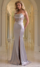 Colors Dress 3932 - High Slit Scoop Neckline Long Gown - detail view