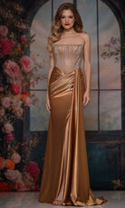 Colors Dress 3933 - Embellished Corset Gown with Side Sash - Silhouette Dresses