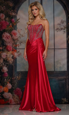 Colors Dress 3933 - Embellished Corset Gown with Side Sash - detail view
