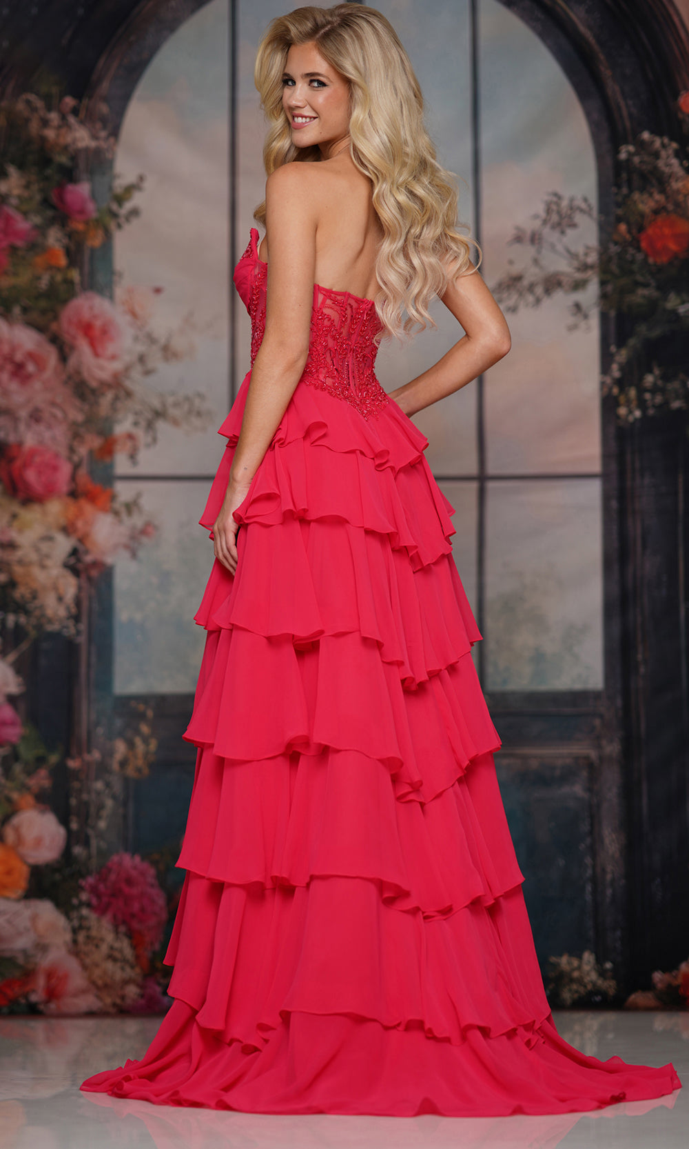 Colors Dress 3934 - Scoop Neckline Tiered A-line Gown - view 4