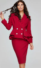 Jovani 39375 - Peplum Blazer Sheath Knee-Length Dress - detail view