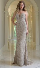 Colors Dress 3939 - Jeweled Plunging Sweetheart Fitted Gown