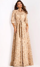 Jovani 39426 - Collared V-Neck Embroidered Lace Gown - designer formal gown at Silhouette Dresses