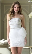 Colors Dress 3944 - Beaded Bodice Straight Across Mini Dress - detail view