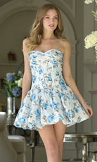 Colors Dress 3966 - Strapless Floral Bubble Dress - designer cocktail dress at Silhouette Dresses